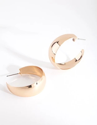 Gold Simple Wide Hoop Earrings