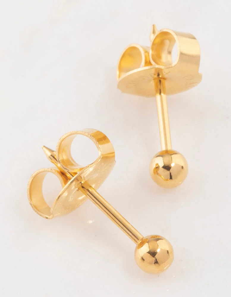 Gold 24K Ball Piercing Stud 3mm