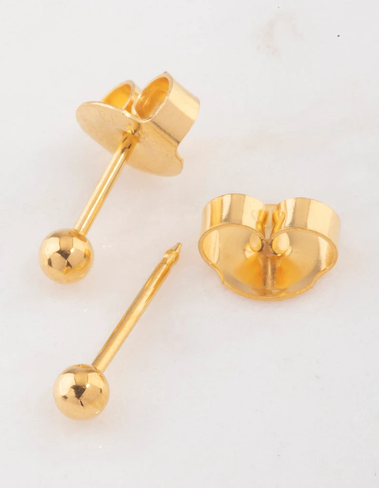 Gold 24K Ball Piercing Stud 3mm