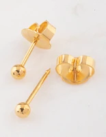 Gold 24K Ball Piercing Stud 3mm