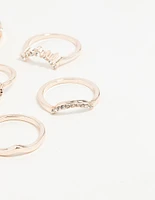 Rose Gold Multi Shape Diamante Ring Pack