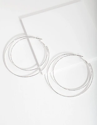 Silver Fine Double Hoop Earrings