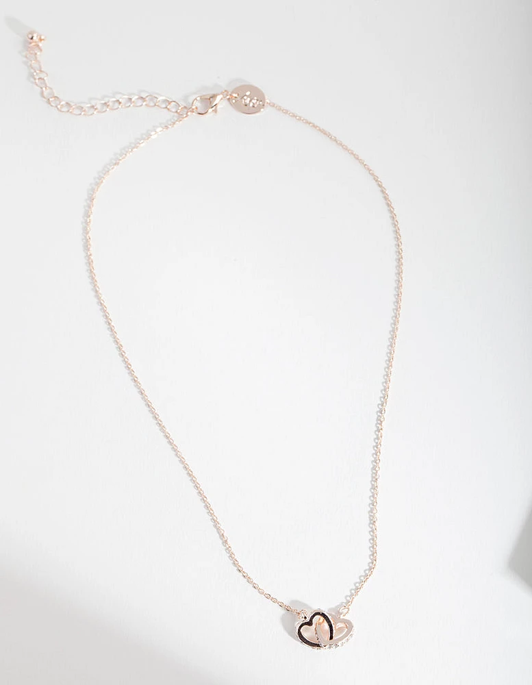 Rose Gold Double Heart Necklace