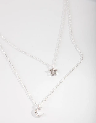 Silver Starry Night Layered Necklace