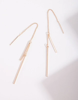 Rose Gold Chain Bar Drop Earrings