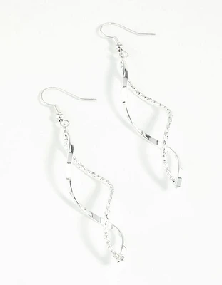 Silver Diamond Cut Twist Earrings