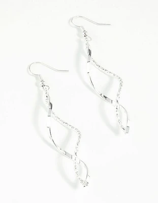 Silver Diamond Cut Twist Earrings