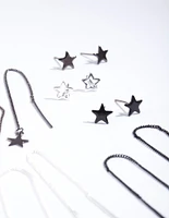 Silver Mixed Metal Star Earrings