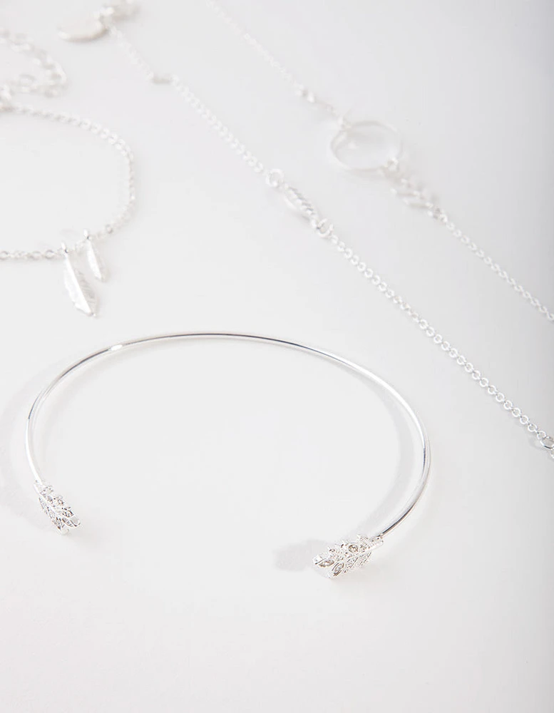 Silver Leaf Bracelet 4-Pack