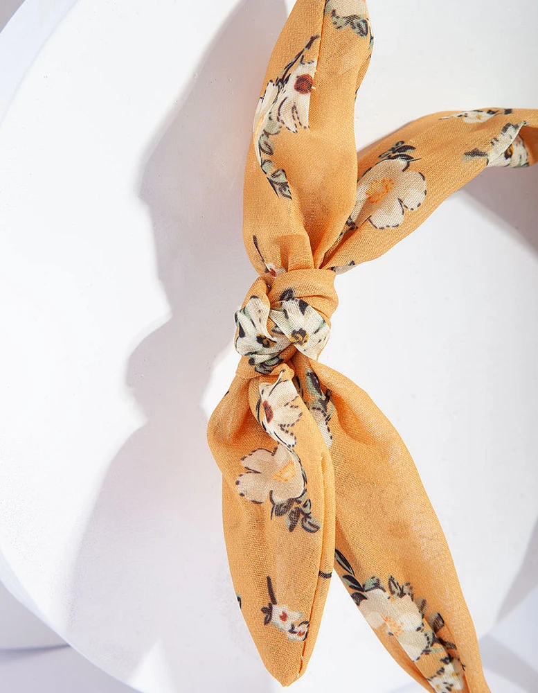 Mustard Floral Fabric Headband