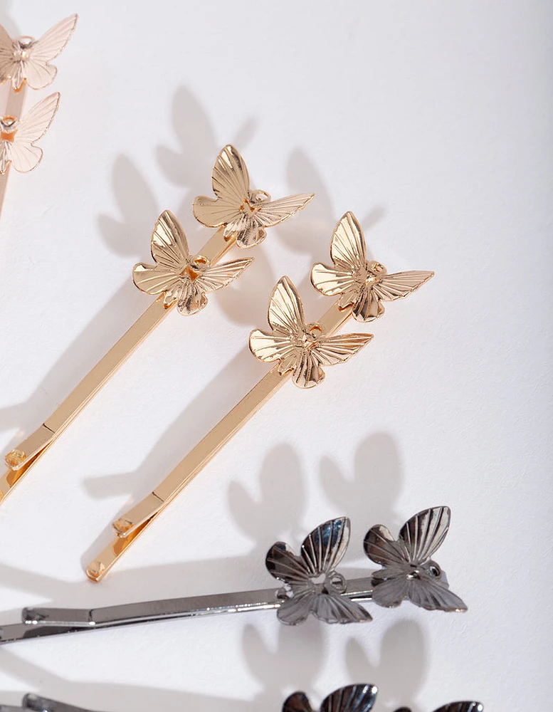 Butterfly Mixed Metal Hair Pin 4-Pack