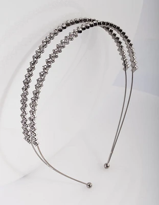 Crystal Gunmetal Double Banded Headband