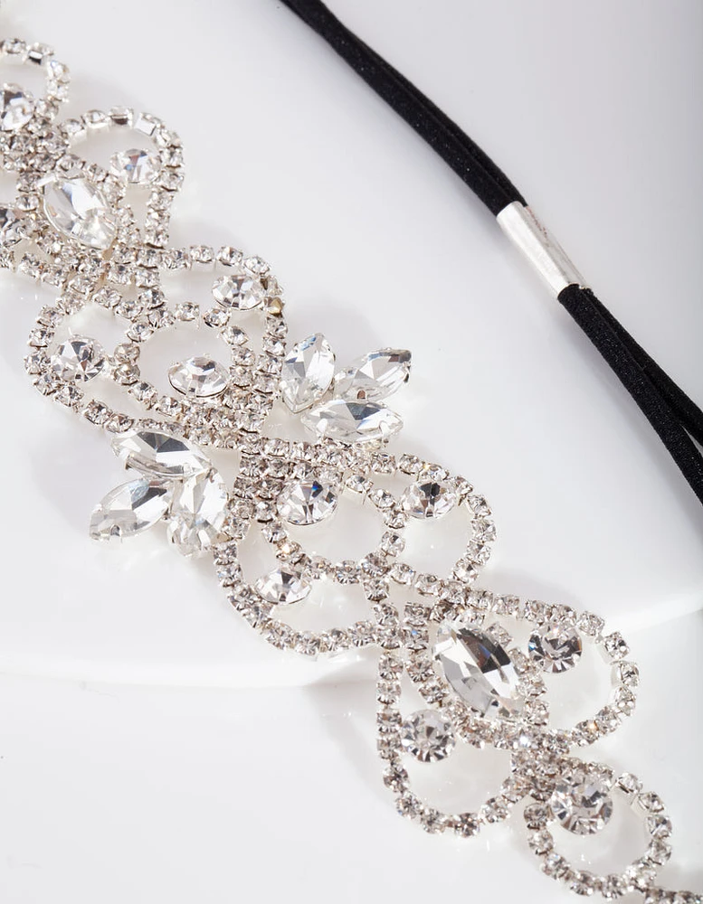 Diamante Silver Stretch Headband