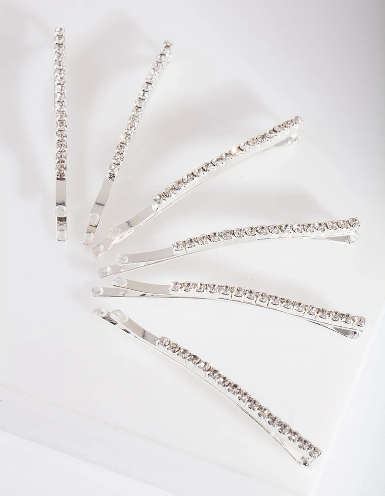 Crystal Silver Hair Pin 6-Pack