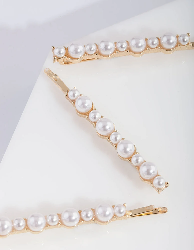 Gold Pearl Cluster Pins