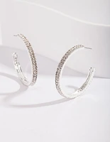 Double Row Diamante Hoop Earrings