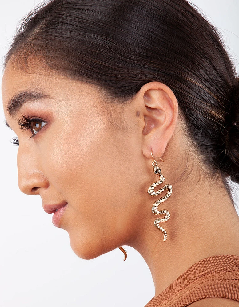 Snake Detailed Hook Earrings