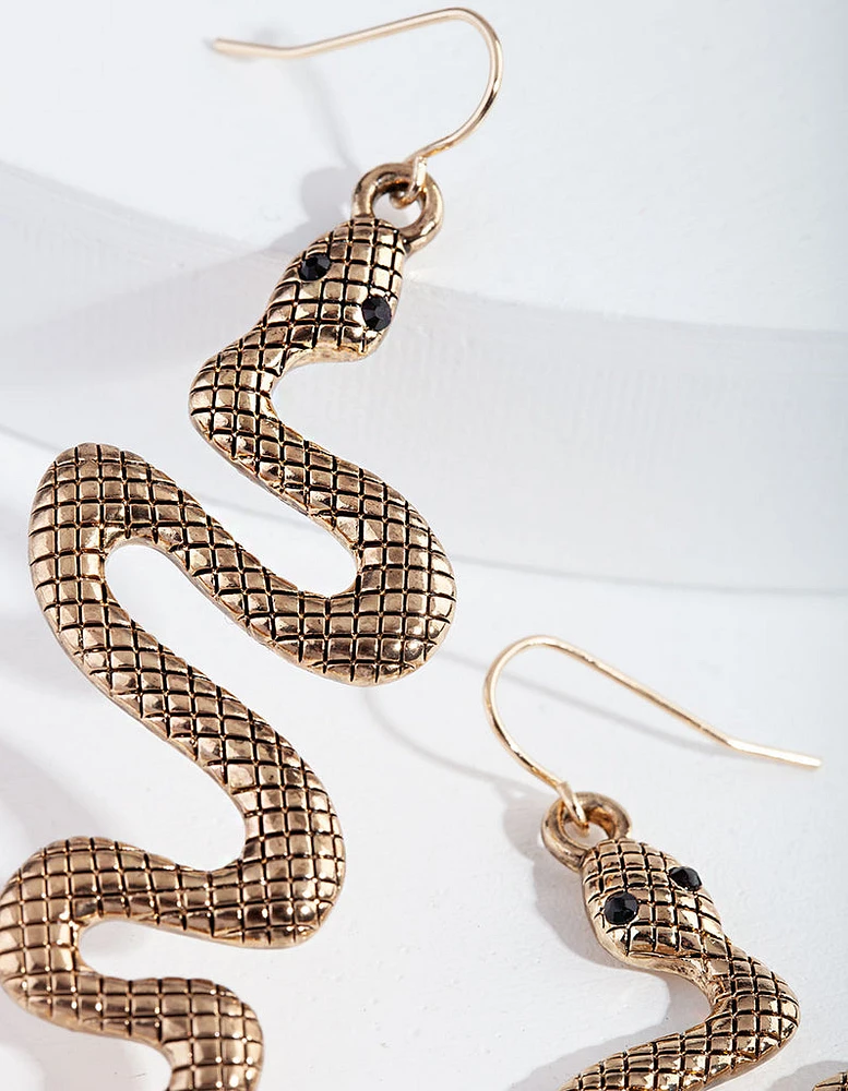 Snake Detailed Hook Earrings