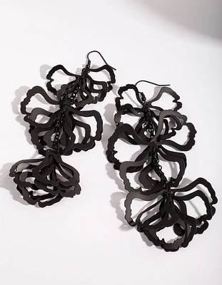 Black Petal Drop Earrings