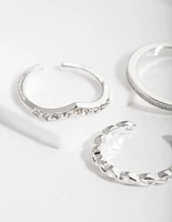 Silver Diamante Band Toe Ring Pack