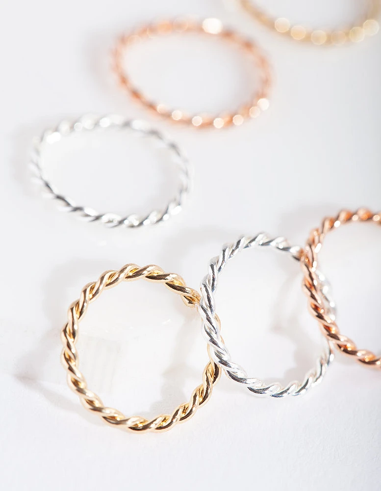 Mixed Metal Twisted Faux Body Rings