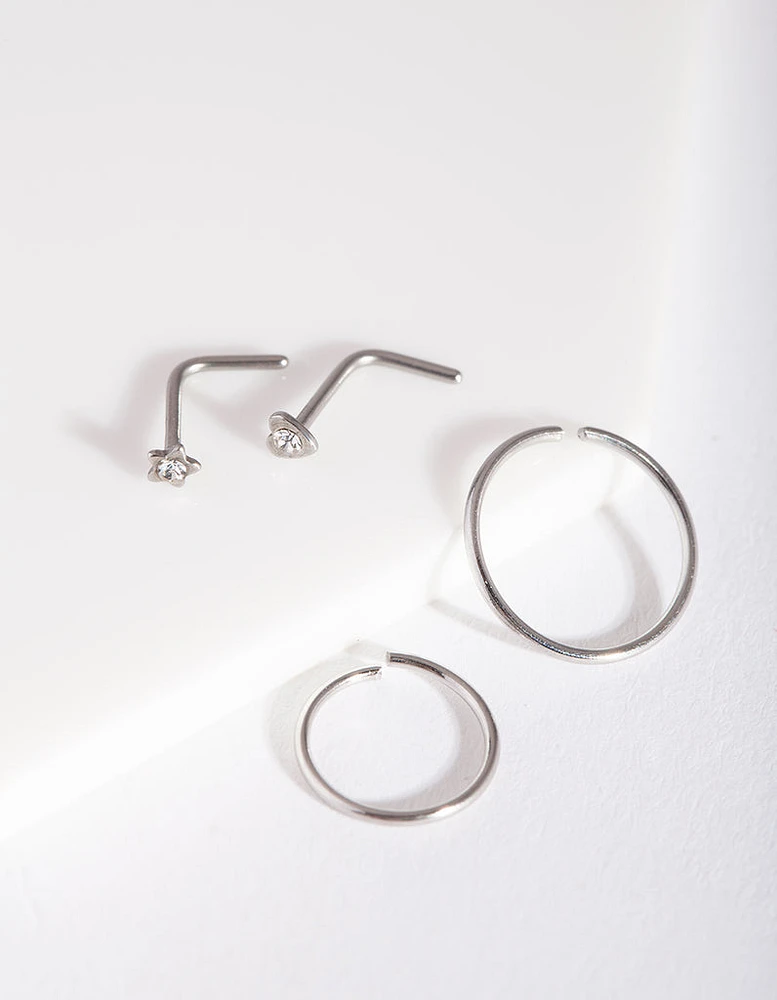 Surgical Steel Heart Nose Ring 4-Pack