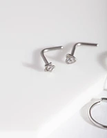 Surgical Steel Heart Nose Ring 4-Pack