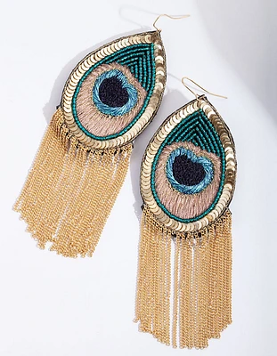 Peacock Chain Chandelier Earrings