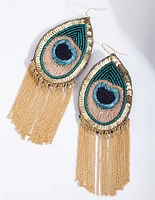 Peacock Chain Chandelier Earrings