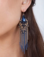 Bead Cluster Chain Tassel Drop Earrings