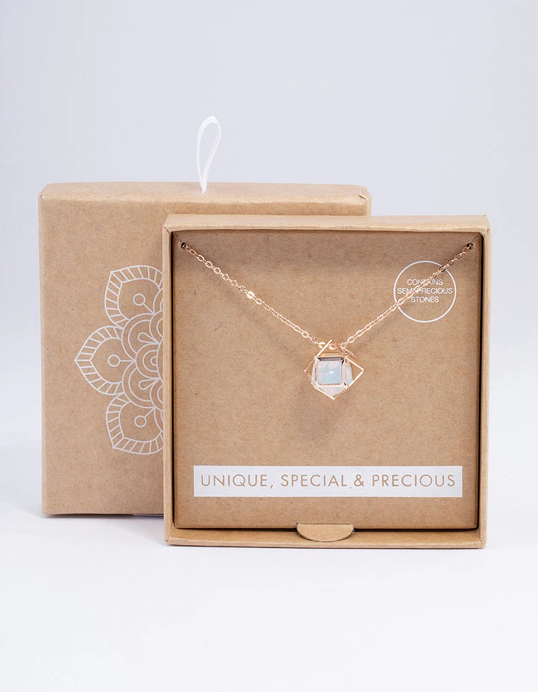 Rose Gold Moonstone Cage Gift Box