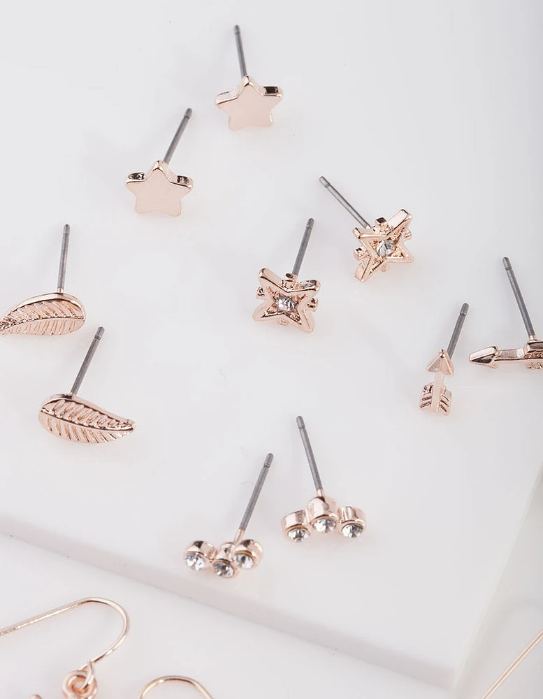 Celestial Rose Gold Earring 9-Pack