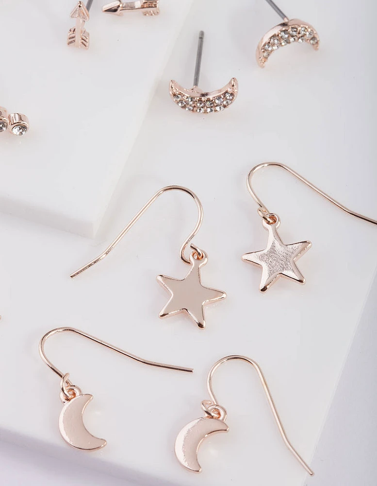 Celestial Rose Gold Earring 9-Pack