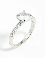 Silver Cubic Zirconia Classic Engagement Ring