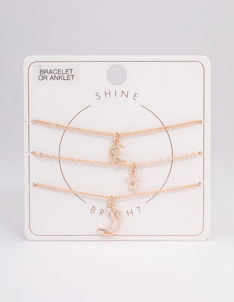 Rose Gold Celestial Bracelet or Anklet Pack