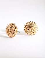 Gold Crater Stud Earrings