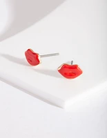 Mini Red Lips Stud Earrings