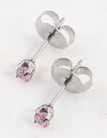 Surgical Steel Pink Cubic Zirconia Piercing Stud 3mm