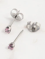 Surgical Steel Pink Cubic Zirconia Piercing Stud 3mm