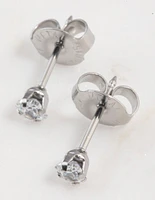 Surgical Steel Princess Cut Cubic Zirconia Piercing Stud 3mm