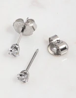 Surgical Steel Princess Cut Cubic Zirconia Piercing Stud 3mm