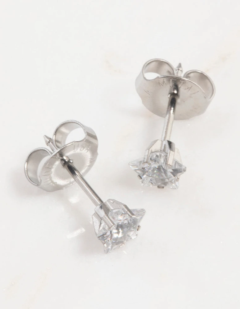 Surgical Steel Star Cubic Zirconia Piercing Stud 5mm