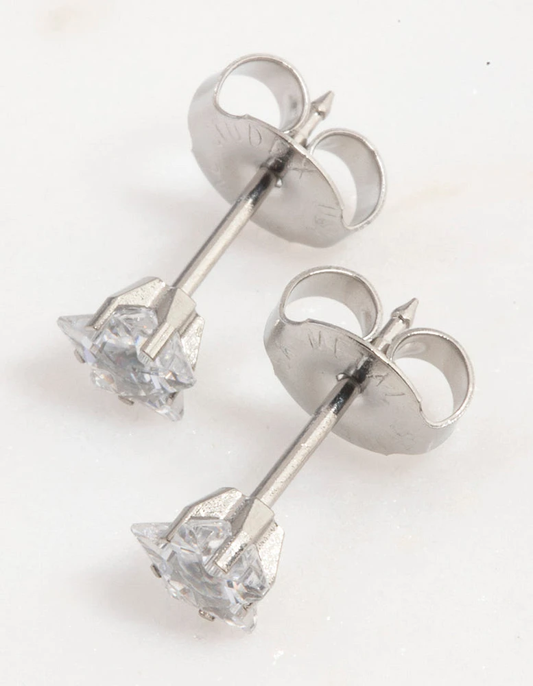 Surgical Steel Star Cubic Zirconia Piercing Stud 5mm