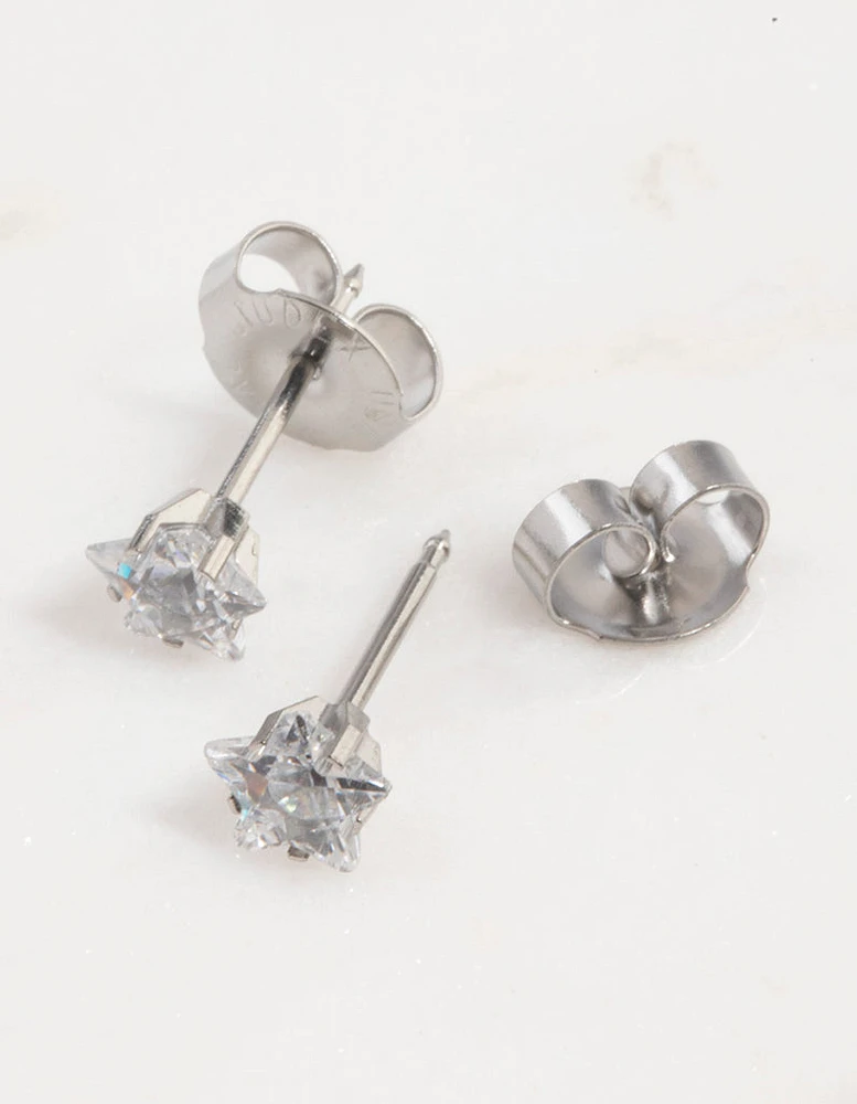 Surgical Steel Star Cubic Zirconia Piercing Stud 5mm