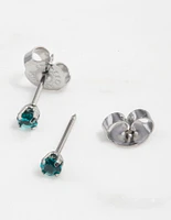 Surgical Steel Blue Zircon Crystal Piercing Stud 3mm