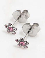 Surgical Steel Daisy Pink Crystal Piercing Stud