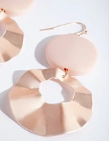 Pink Metal Double Disc Earrings