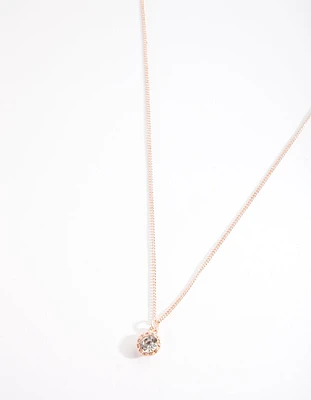 Rose Gold Circle Diamante Necklace