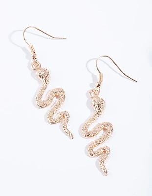 Gold Snake Drop Earrings