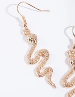 Gold Snake Drop Earrings